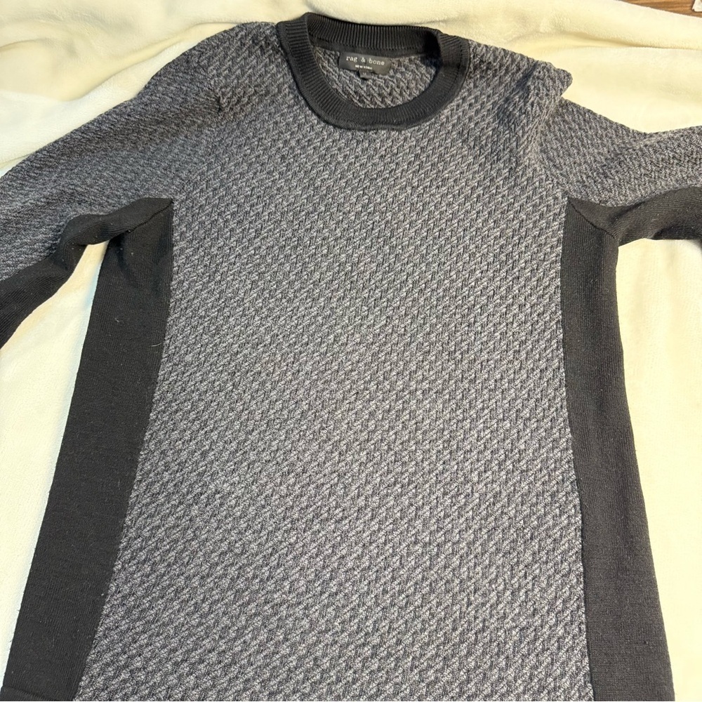 rag & bone Two-Tone Gray and Black Crewneck Sweater